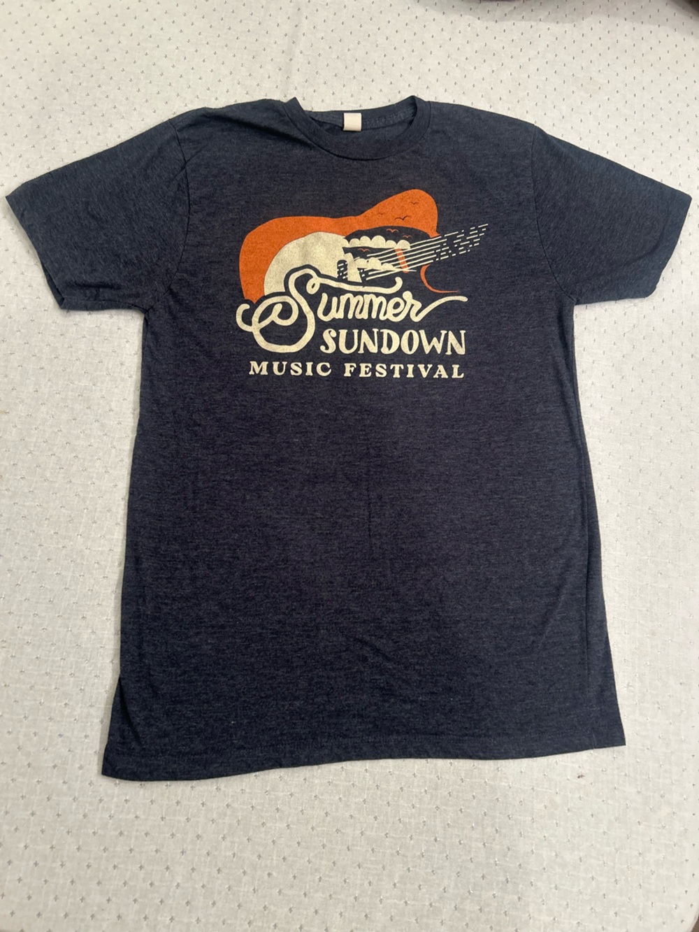 Tultex dark gray Graphic 'Summer Sundown' Music Festival Tee with Orange Accent